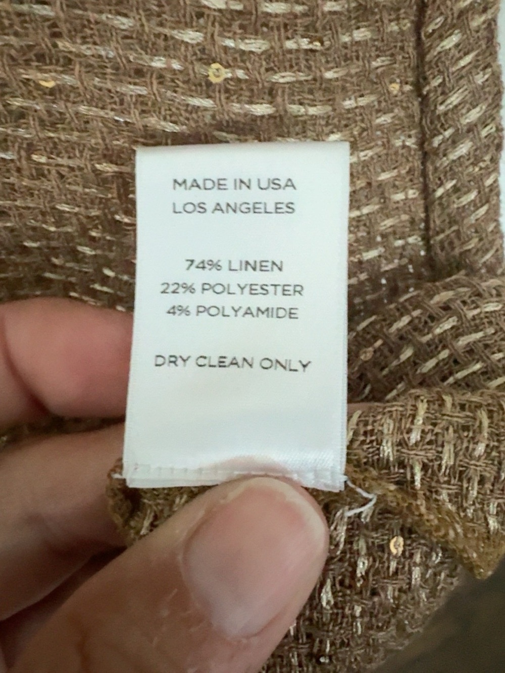 LESET Stella Honey Metallic Sequin Linen Sleeveless Mini Dress S NWT - Picture 4 of 5